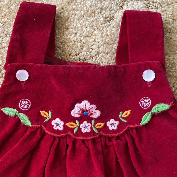3/$30 Vintage Velvet Holiday Pinafore Dress 12m - Picture 4 of 6